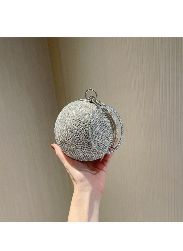 Stone Embellished Clutch Silvery 15*15*15 Cm - Image 2