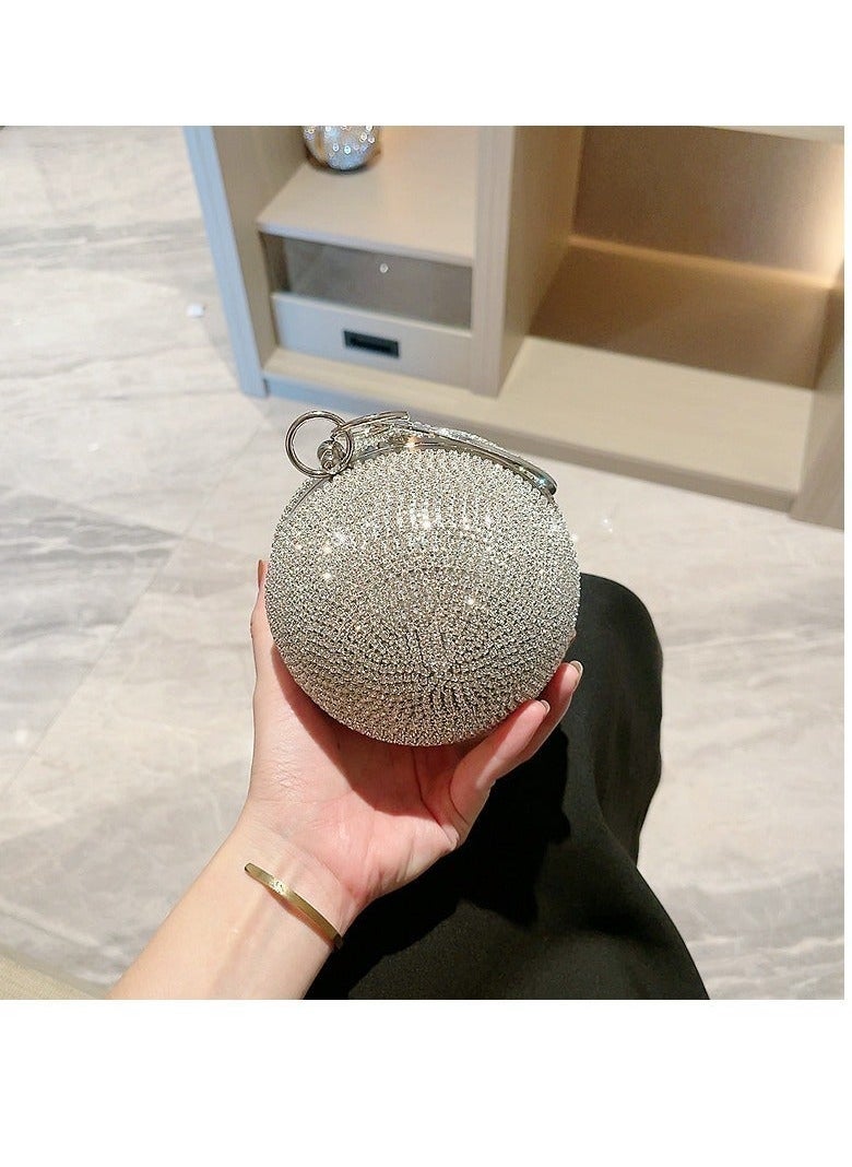 Stone Embellished Clutch Silvery 15*15*15 Cm - Image 1