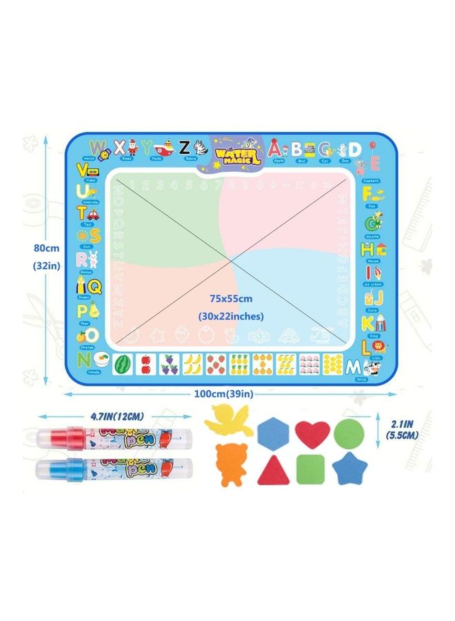 Water Magic Doodle Mat 100x80cm, Mess-Free Reusable Aqua Drawing Pad with 2 Water Pens & Shape Stencils, Educational Painting Toy for Toddlers Boys Girls, Non-Toxic, Easy Clean, Ideal Gift for Kids 2-8 Years Old - Image 2
