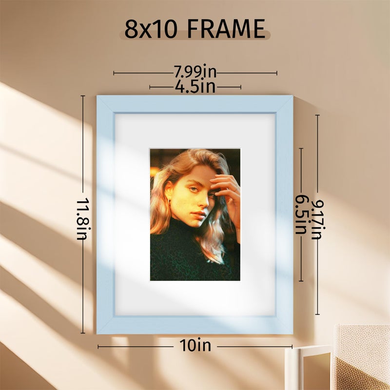 Picrit 8x10 Picture Frame Set of 12  Display 5x7 with Mat or 8x10 Without Mat  Photo Frames for Wall Mounting or Table Top Display  Blue. - Image 2