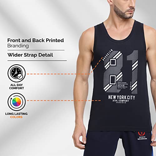Van Heusen Men Sport Graphic Print Vest - Regular Fit Super Soft, All Day Comfort_70021_Black Ny_Small - Image 4