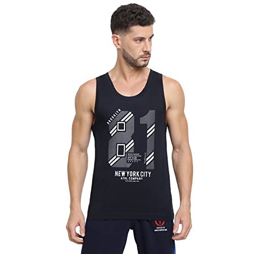 Van Heusen Men Sport Graphic Print Vest - Regular Fit Super Soft, All Day Comfort_70021_Black Ny_Small - Image 1