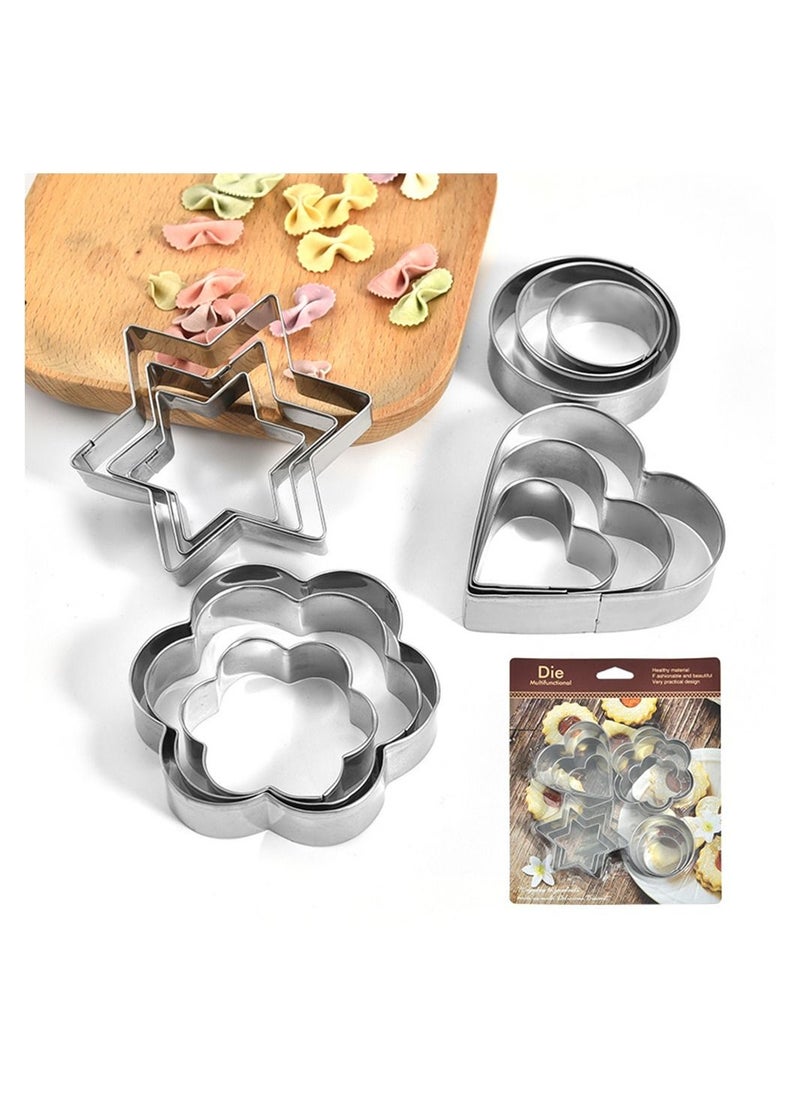 12-piece Stainless Steel Cookie Mold Set