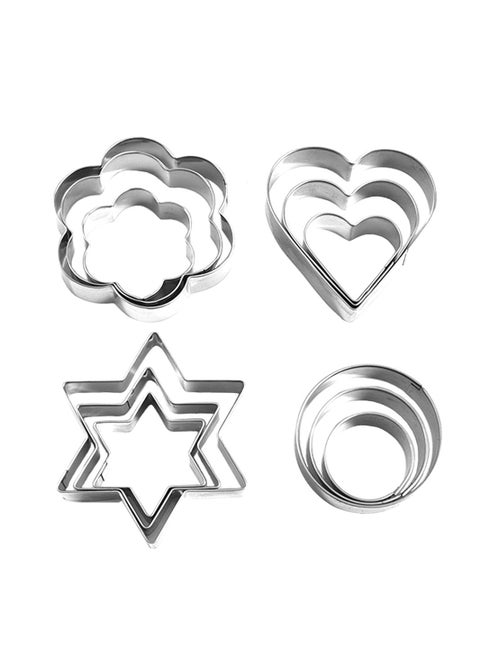12-piece Stainless Steel Cookie Mold Set