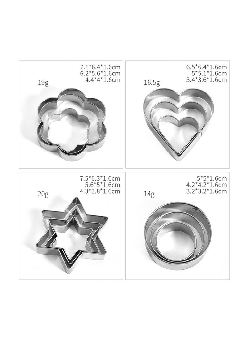 12-piece Stainless Steel Cookie Mold Set