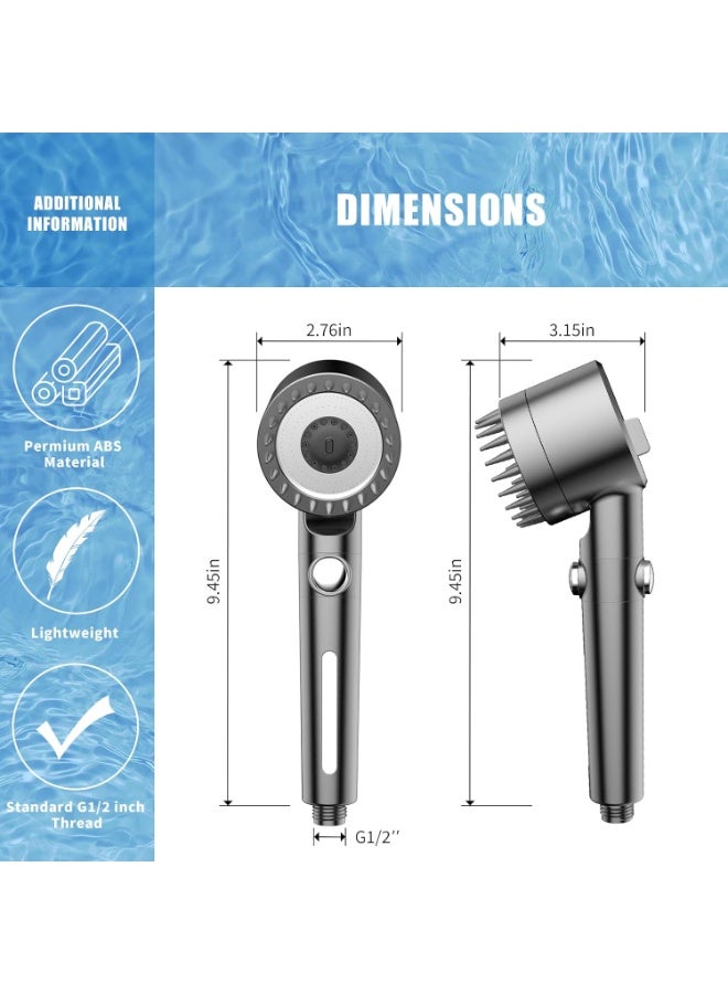 Filtered Shower Head with Handheld, High Pressure Water Flow and Multiple Spray Modes Shower Head with Filter, Power Wash for Hard Water, Remove Chlorine and Impurities Massages Scalp Anti Hairfall, Showerhead with ON/OFF Switch for Pets Bath - Image 2