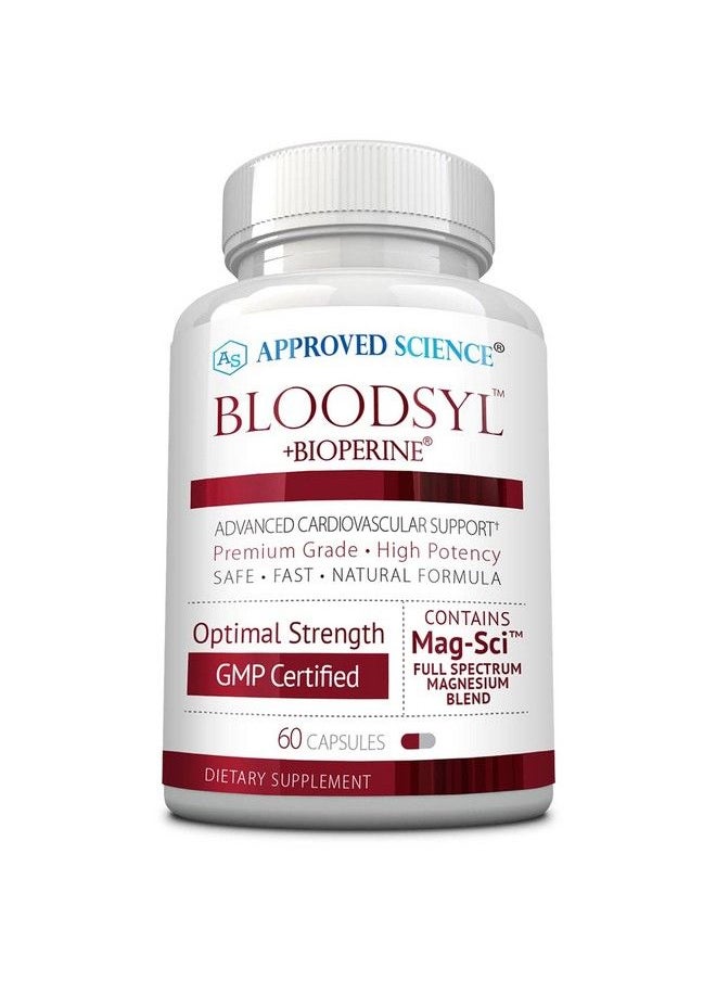 Approved Science - Bloodsyl Blood Pressure And Cholesterol Support Hawthorne Magnesium Bioperine 60 Vegan Friendly Capsules 1 Bottle - Image 1