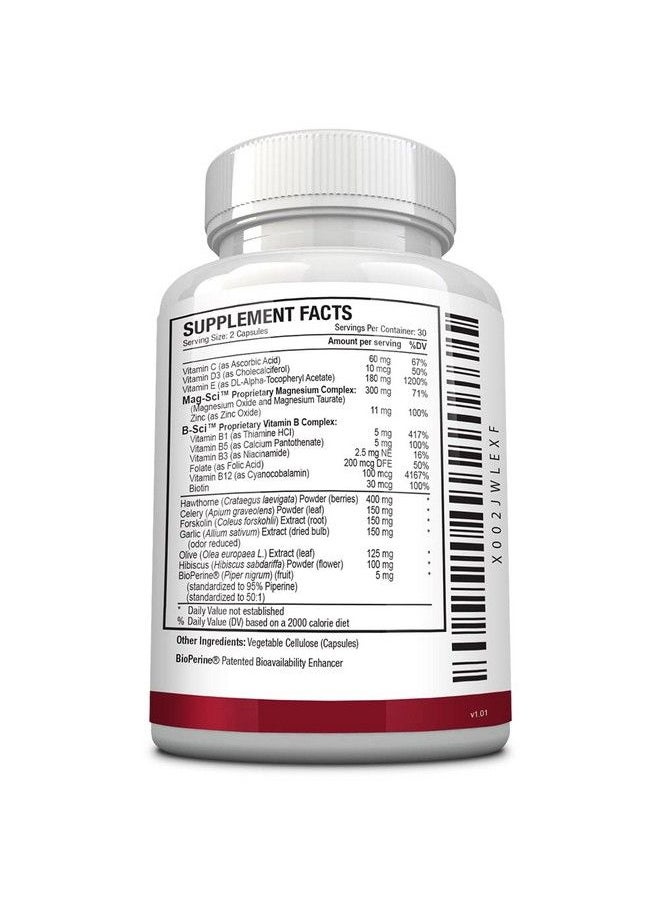 Approved Science - Bloodsyl Blood Pressure And Cholesterol Support Hawthorne Magnesium Bioperine 60 Vegan Friendly Capsules 1 Bottle - Image 1
