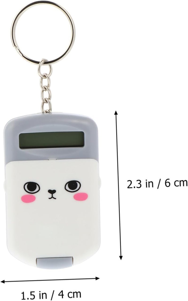 DOITOOL 2pcs Creative Mini Portable Calculator Lightweight Plastic Cartoon Counter for Students Office School Use Durable Gray Pocket Sized Learning Tool - Image 2