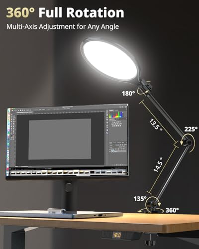 UBeesize 10" Key Light for Streaming, Desk Ring Light with Adjustable Arm (1 Pack), Zoom Lighting for Home Office, Gaming, Podcast, Video Calls, and Recording - Image 4