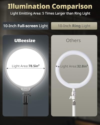 UBeesize 10" Key Light for Streaming, Desk Ring Light with Adjustable Arm (1 Pack), Zoom Lighting for Home Office, Gaming, Podcast, Video Calls, and Recording - Image 5