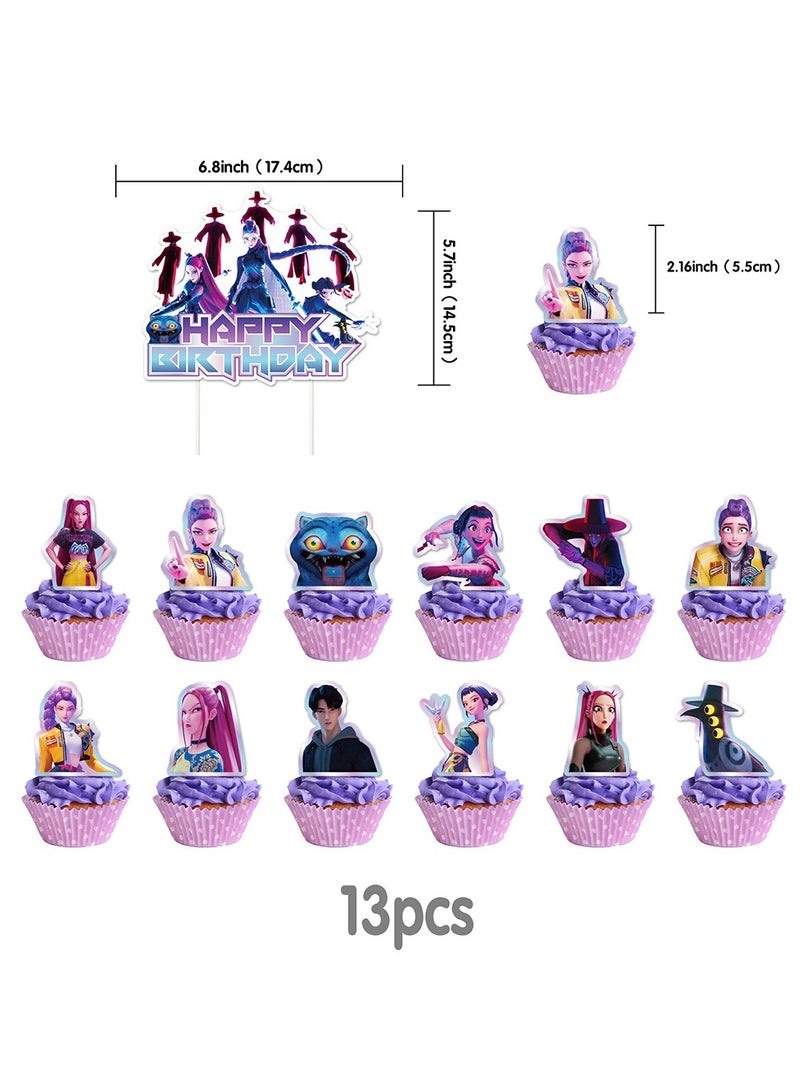 The Kpop Demon Hunters Birthday Party Scene Decoration Flag Pulling Flag Balloon Set is a fan of love - Image 3