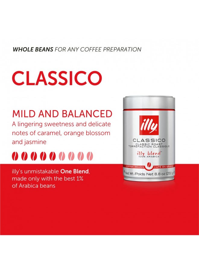 Illy illy Classico Whole Bean Coffee, Medium Roast, Classic Roast with Notes Of Caramel, Orange Blossom and Jasmine, 100% Arabica Coffee, No Preservatives, 8.8 Ounce Can (Pack of 1)  - Image 3