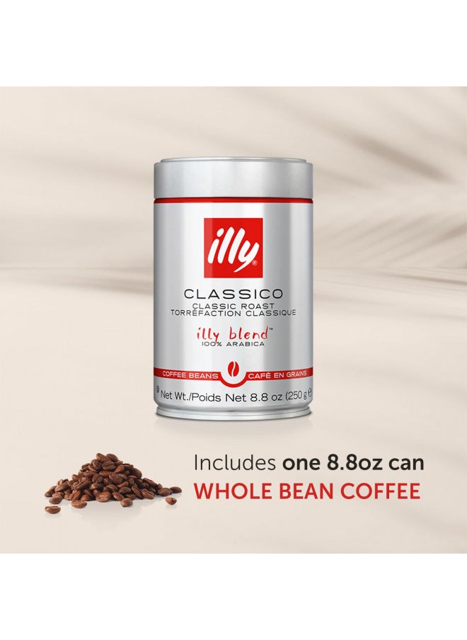 Illy illy Classico Whole Bean Coffee, Medium Roast, Classic Roast with Notes Of Caramel, Orange Blossom and Jasmine, 100% Arabica Coffee, No Preservatives, 8.8 Ounce Can (Pack of 1)  - Image 2