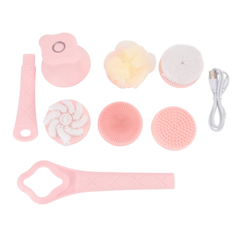 Electric Body Bath Brush with 5 Brush Heads Long Handle Rechargeable Electric Body Scrubber Brush for Bath Shower - Image 1