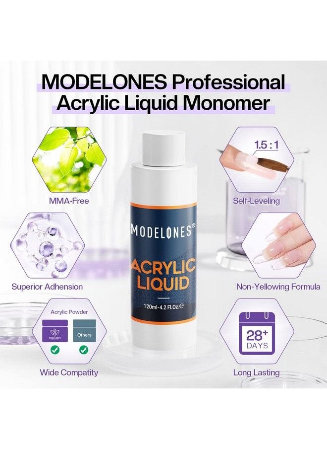 modelones 4 Oz Monomer Acrylic Nail Liquid Professional Monomer 120Ml Acrylic Monomer Liquid For Acrylic Powder Acrylic Nail Extension 3D Nail Art Mma Free Nonyellowing Medium Drying  - Image 3