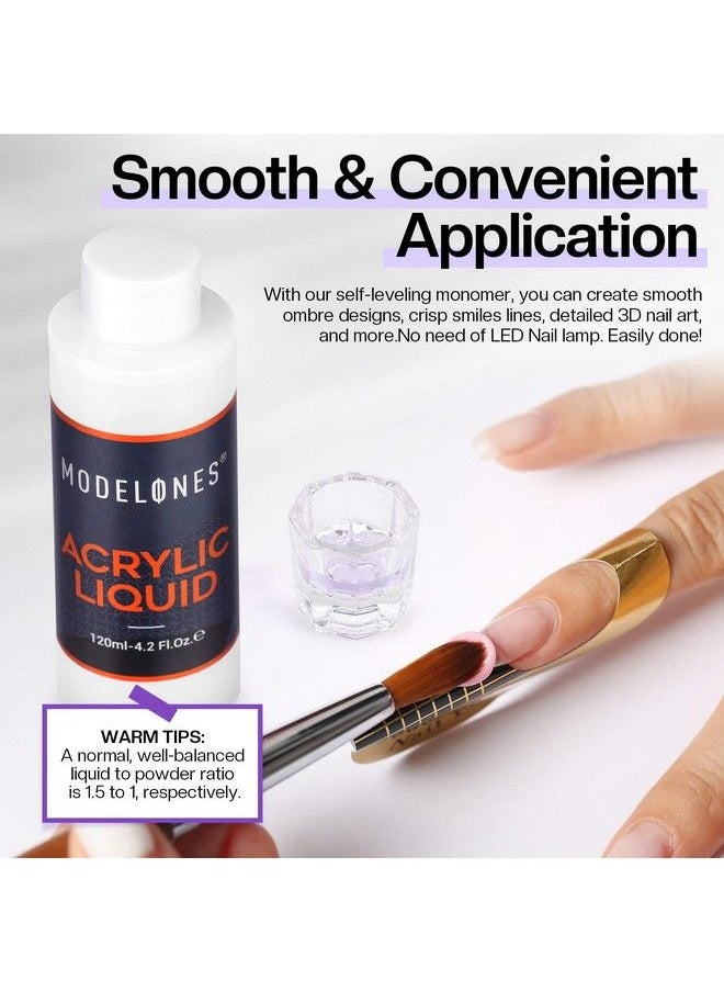 modelones 4 Oz Monomer Acrylic Nail Liquid Professional Monomer 120Ml Acrylic Monomer Liquid For Acrylic Powder Acrylic Nail Extension 3D Nail Art Mma Free Nonyellowing Medium Drying  - Image 5