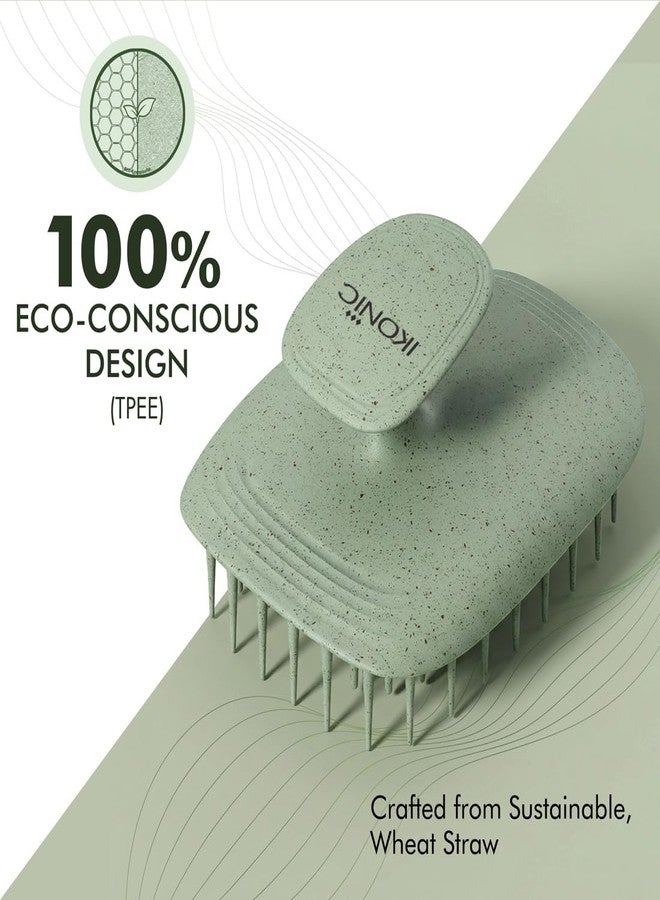 IKONIC Me Shampoo Hair Brush IKM-2129 Eco Conscious, Wheat Straw TPEE Build, Soft Bristles for Deep Cleansing & Exfoliation, Boosts Circulation & Scalp Health, Non Slip Ergonomic Grip – Jade Green - Image 5