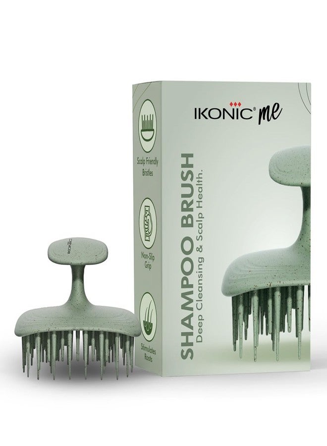 IKONIC Me Shampoo Hair Brush IKM-2129 Eco Conscious, Wheat Straw TPEE Build, Soft Bristles for Deep Cleansing & Exfoliation, Boosts Circulation & Scalp Health, Non Slip Ergonomic Grip – Jade Green - Image 1