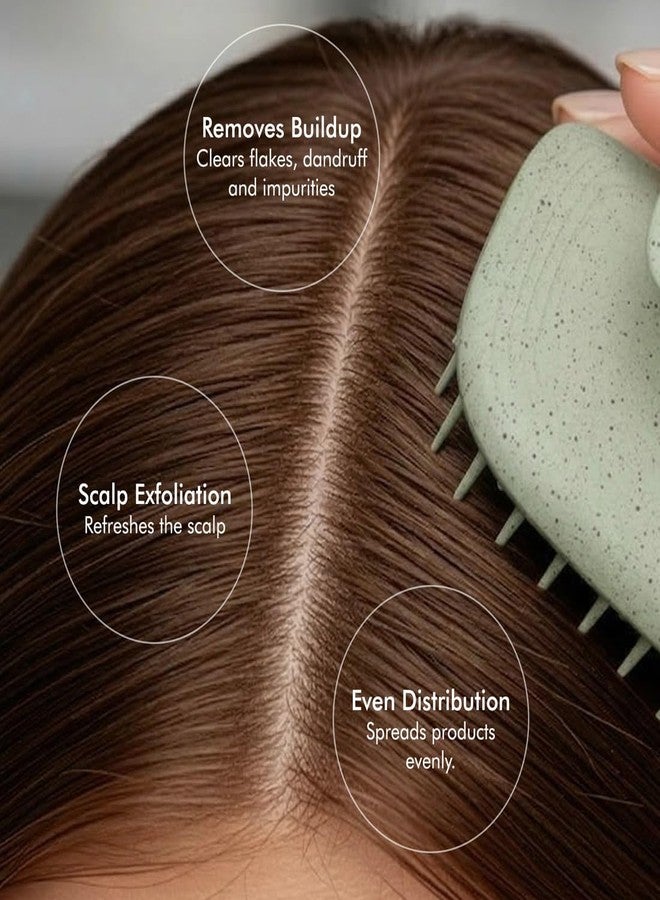 IKONIC Me Shampoo Hair Brush IKM-2129 Eco Conscious, Wheat Straw TPEE Build, Soft Bristles for Deep Cleansing & Exfoliation, Boosts Circulation & Scalp Health, Non Slip Ergonomic Grip – Jade Green - Image 4