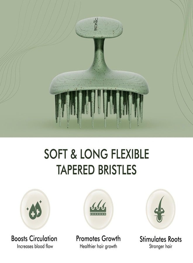 IKONIC Me Shampoo Hair Brush IKM-2129 Eco Conscious, Wheat Straw TPEE Build, Soft Bristles for Deep Cleansing & Exfoliation, Boosts Circulation & Scalp Health, Non Slip Ergonomic Grip – Jade Green - Image 3
