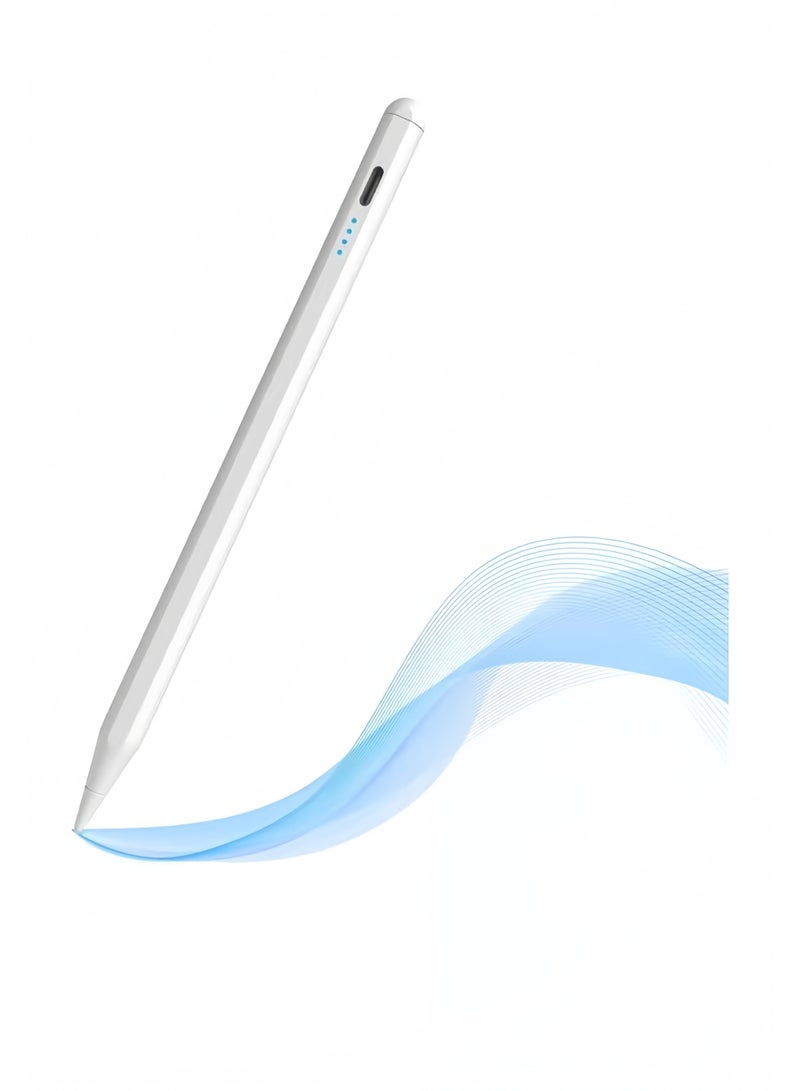 Universal stylus for wireless passive touch screen pens on iOS and Android, second-generation iPad stylus with fast charging and palm rejection function, suitable for Apple iPad 2018 and later. White stylus for iPhone and iPad - precise touch with palm rejection, wireless charging, and magnetic accessories - compatible with iPad 2018 and later versions - Image 1