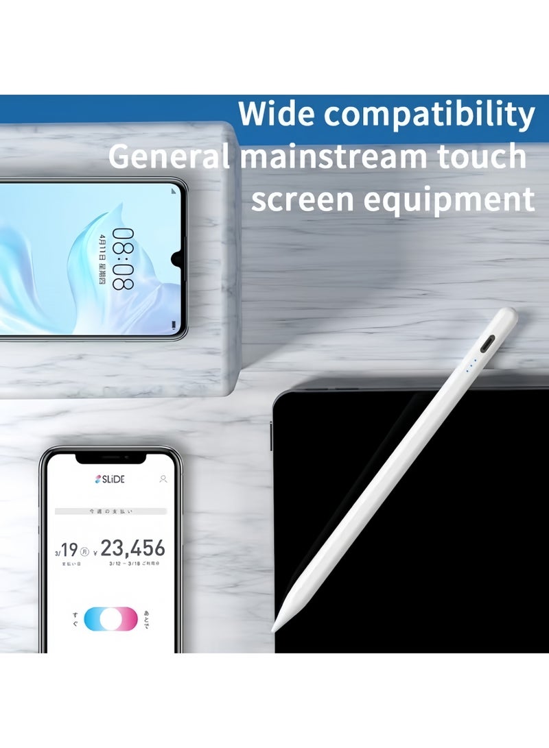 Universal stylus for wireless passive touch screen pens on iOS and Android, second-generation iPad stylus with fast charging and palm rejection function, suitable for Apple iPad 2018 and later. White stylus for iPhone and iPad - precise touch with palm rejection, wireless charging, and magnetic accessories - compatible with iPad 2018 and later versions - Image 3