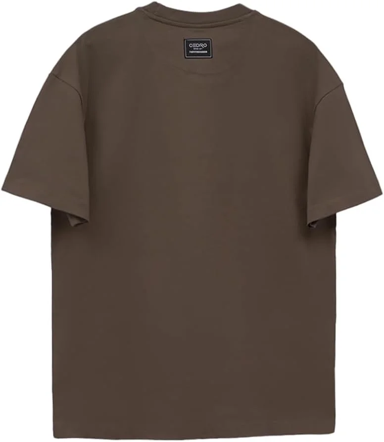 سيدرو Oversized Graphic T-Shirt with 'FUTUREISGREEN' Print in Brown