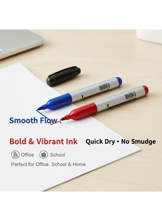 تشنغرون مجموعة من 6 أقلام تحديد دائمة - حبر جريء وطويل الأمد، ألوان متنوعة (أحمر، أزرق، أسود) - أقلام تحديد سريعة الجفاف، مقاومة للتلطخ، ذات رأس دقيق للاستخدام في المكتب والمدرسة والمنزل والاستخدام الصناعي - Image 2