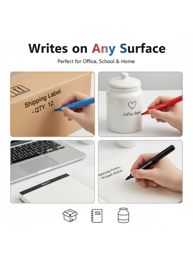 تشنغرون مجموعة من 6 أقلام تحديد دائمة - حبر جريء وطويل الأمد، ألوان متنوعة (أحمر، أزرق، أسود) - أقلام تحديد سريعة الجفاف، مقاومة للتلطخ، ذات رأس دقيق للاستخدام في المكتب والمدرسة والمنزل والاستخدام الصناعي - Image 4