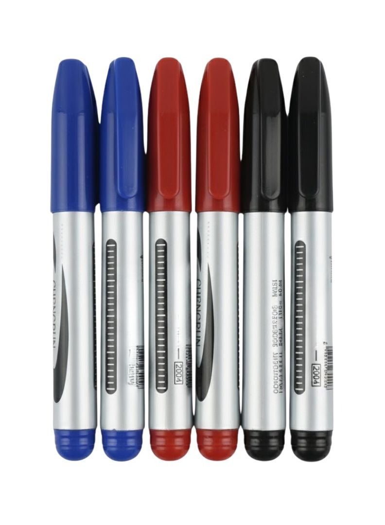 تشنغرون مجموعة من 6 أقلام تحديد دائمة - حبر جريء وطويل الأمد، ألوان متنوعة (أحمر، أزرق، أسود) - أقلام تحديد سريعة الجفاف، مقاومة للتلطخ، ذات رأس دقيق للاستخدام في المكتب والمدرسة والمنزل والاستخدام الصناعي - Image 1