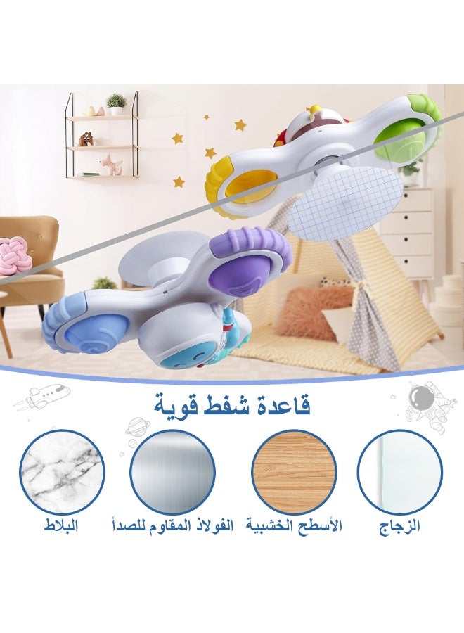 بي بي مور 3 قطع ألعاب سبينر تململ كرتونية على شكل روّاد فضاء، ألعاب سبينر تعليمية حسّية للأطفال، لعبة حمّام بقاعدة شفط من السيليكون للأطفال من عمر 1–3 سنوات - Image 5