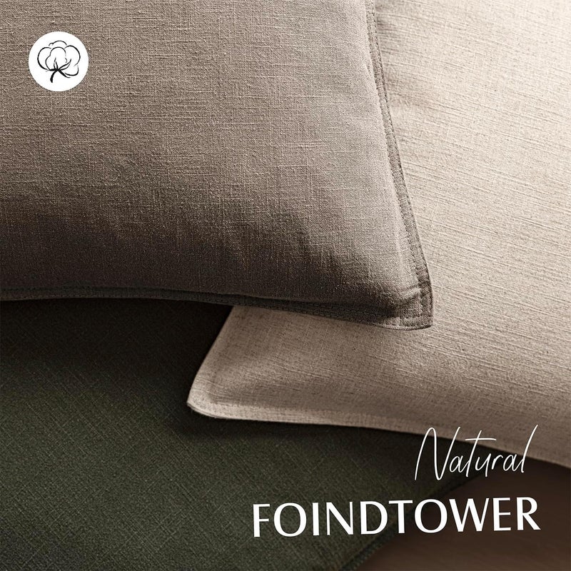 Foindtower Set of 2, Decorative Linen Soild Throw Pillow Covers Soft Accent Euro Cushion Case Farmhouse Neutral Pillowcase for Chair Couch Sofa Bedroom Living Room Home Decor 26 x 26 Inch Brown Tan - Image 4