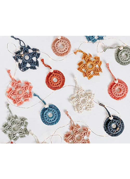 ROYALMACRAME Royalmacram Macrame Snowflake Ornament Macrame Circle Ornament Diffuser Gift Wrap Tassel Wine Bottle Charmpart2 