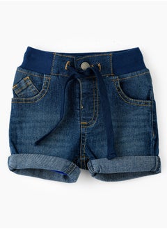 Denim shorts with drawcord