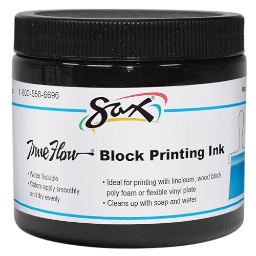Sax 1299777 True Flow Water Soluble Block Printing Ink - 16 Ounces - Black - Image 1