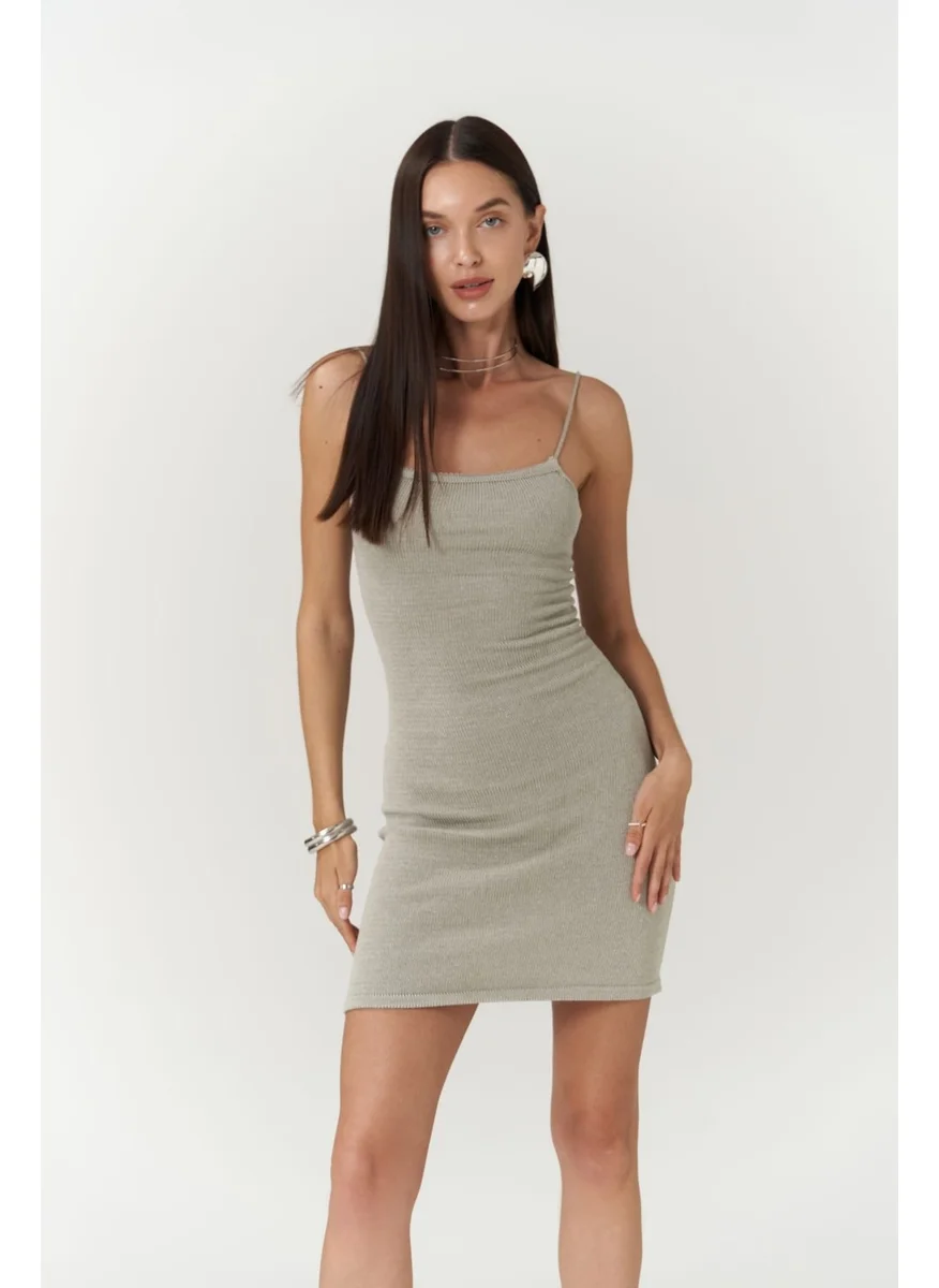 Bohemai Sunrise Gray Backless Short Knit Dress