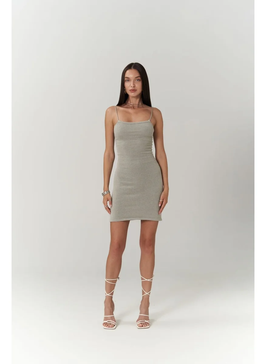 Bohemai Sunrise Gray Backless Short Knit Dress