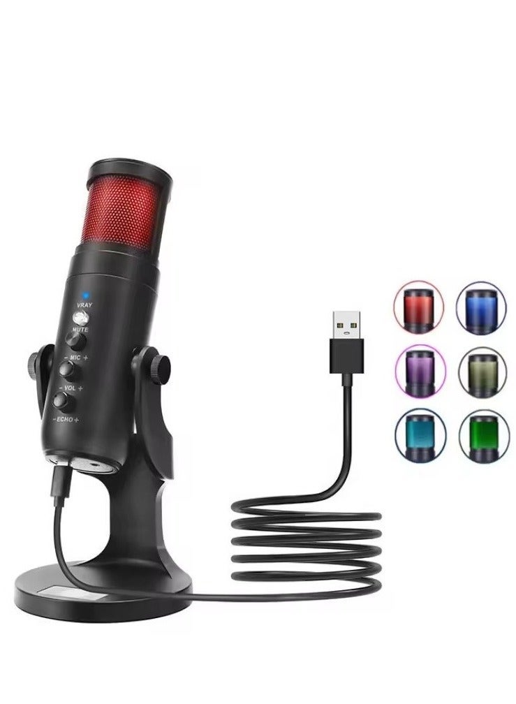 JMARY MC-PW9 USB Cable Microphone Voice Recording Tool RGB Light - Image 1