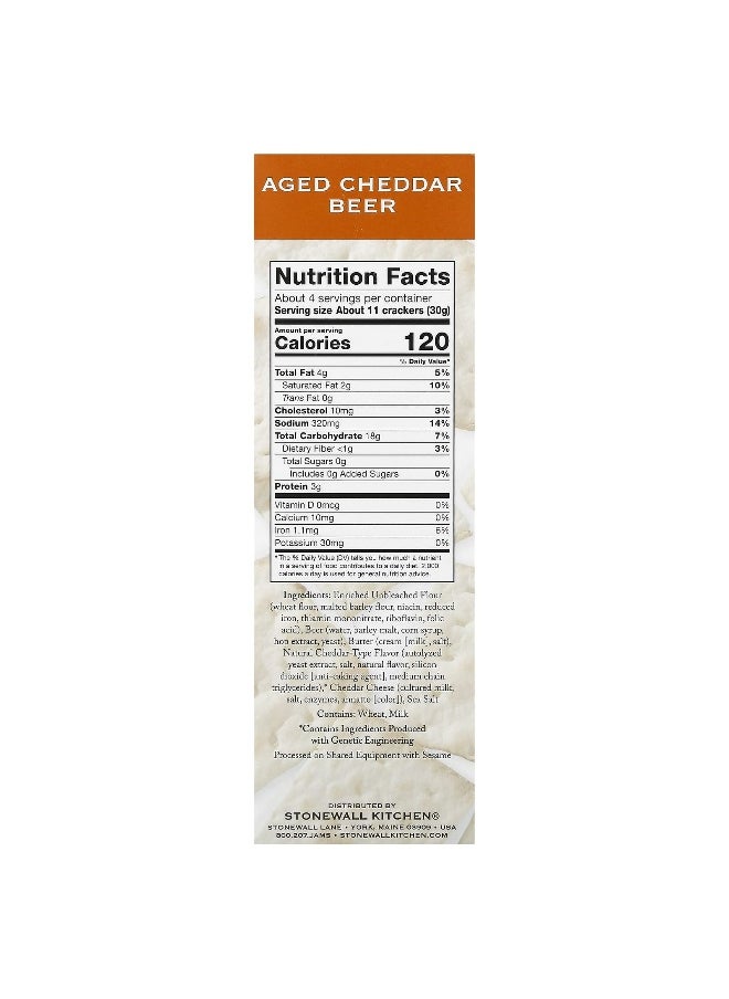 Stonewall Kitchen Stonewall Kitchen, Down East Crackers, Aged Cheddar Beer, 4.4 oz (125 g)  - Image 2
