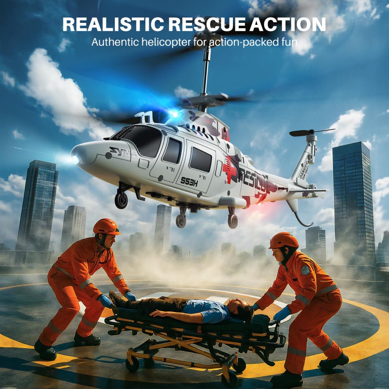 SYMA Remote Control Helicopter - S53H Rescue RC Helicopters with Upgraded Protection System, Lifelike Simulation, Easy to Fly, Educational Toy & Gift for Boys Girls Beginners - Image 3