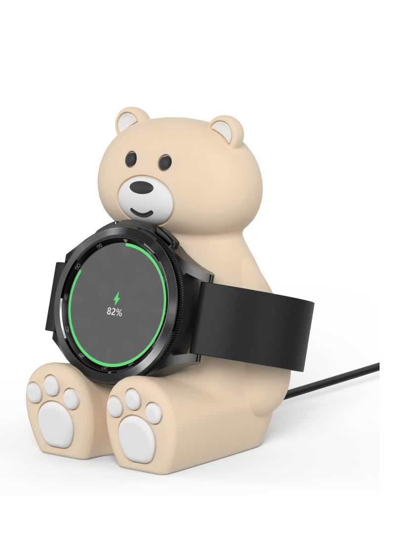 حامل شحن سيليكون Cute Bear لساعات سامسونج جالاكسي ووتش 4/4 كلاسيك/3/أكتيف 2 - قاعدة شحن ذكية متميزة، ملحقات متوافقة لساعات سامسونج. - Image 3