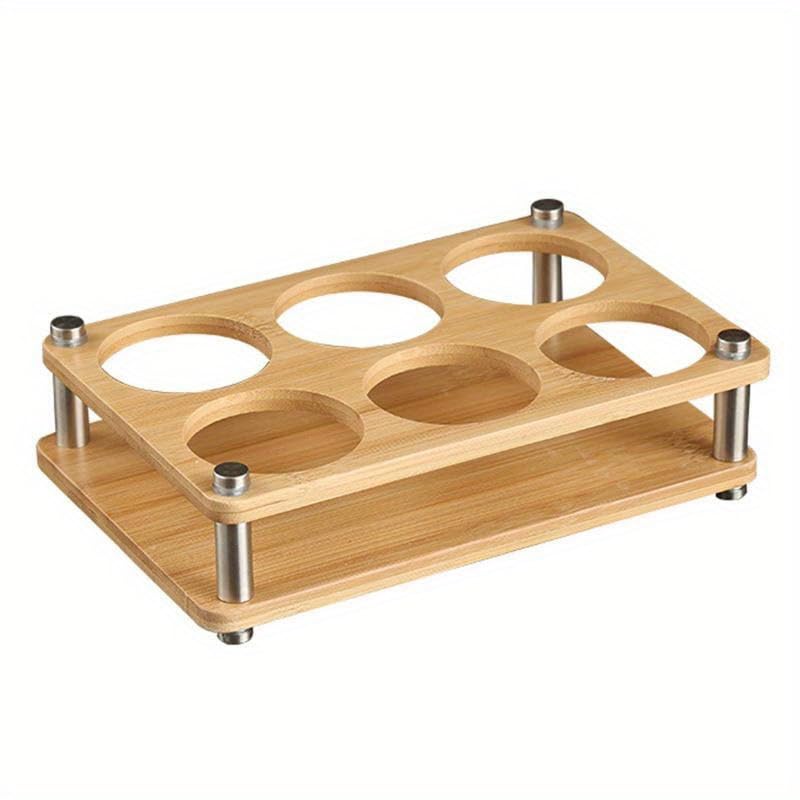 Kitwe Kitwe Wooden Shot Glass Tray Holder, 6 Holes Drink Cup Storage for Party, Pack of 1  - Image 1
