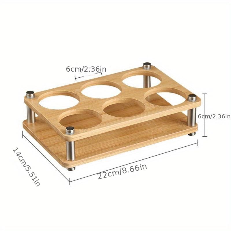 Kitwe Kitwe Wooden Shot Glass Tray Holder, 6 Holes Drink Cup Storage for Party, Pack of 1  - Image 3