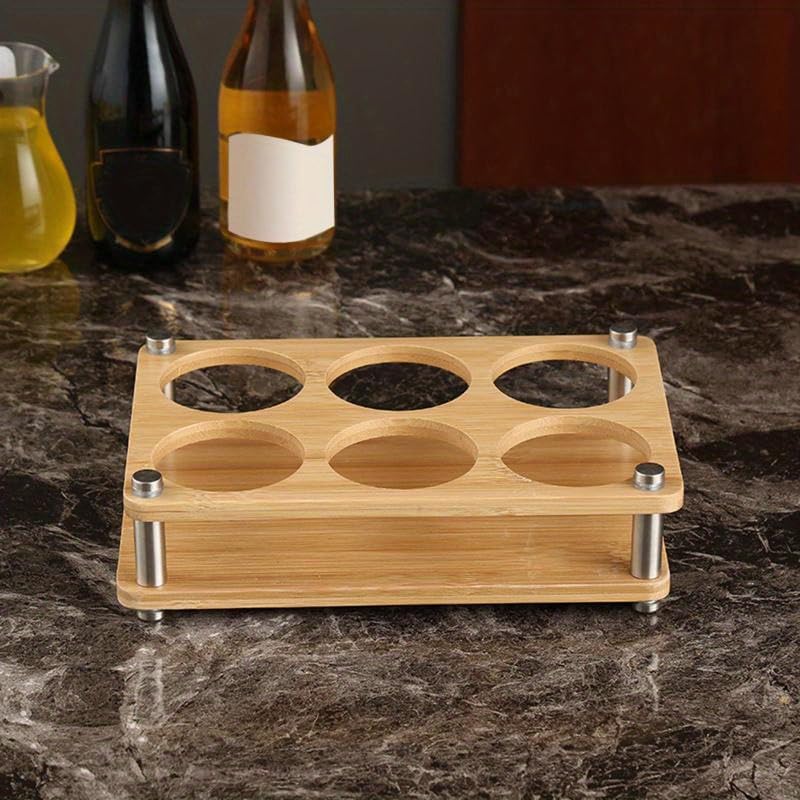 Kitwe Kitwe Wooden Shot Glass Tray Holder, 6 Holes Drink Cup Storage for Party, Pack of 1  - Image 5