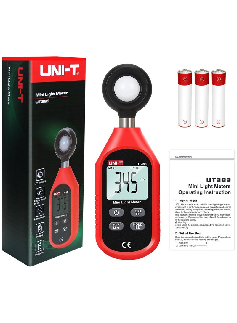 UNI-T UNI-T UT383 Light Meter Lux Meter Lumens Digital Illuminance Meter 0~199,900 Lux (0~18,500 FC) Foot Candles Luxmeter for Film Photography Plants Photometer Lighting Intensity Brightness Measurement - Image 3