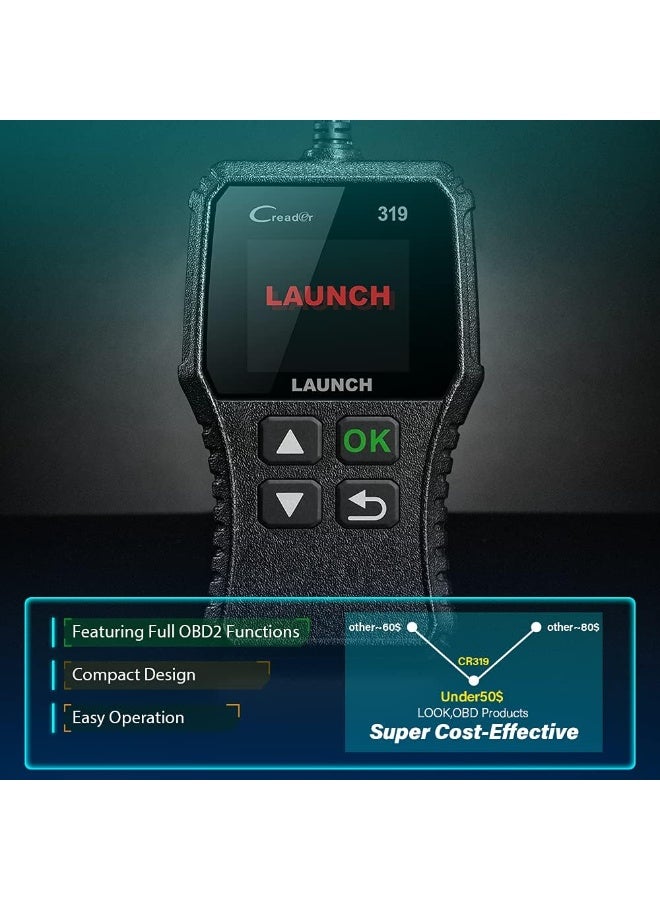 Launch Obd2 Scanner Engine Fault Code Reader Cr319 Code Reader Scanner, CAN Diagnostic Scan Tool Supports Dtc Lookup Mode6 O2 Sensor for ObdII Protocol Support Cars Since 1996 to Current - Image 3