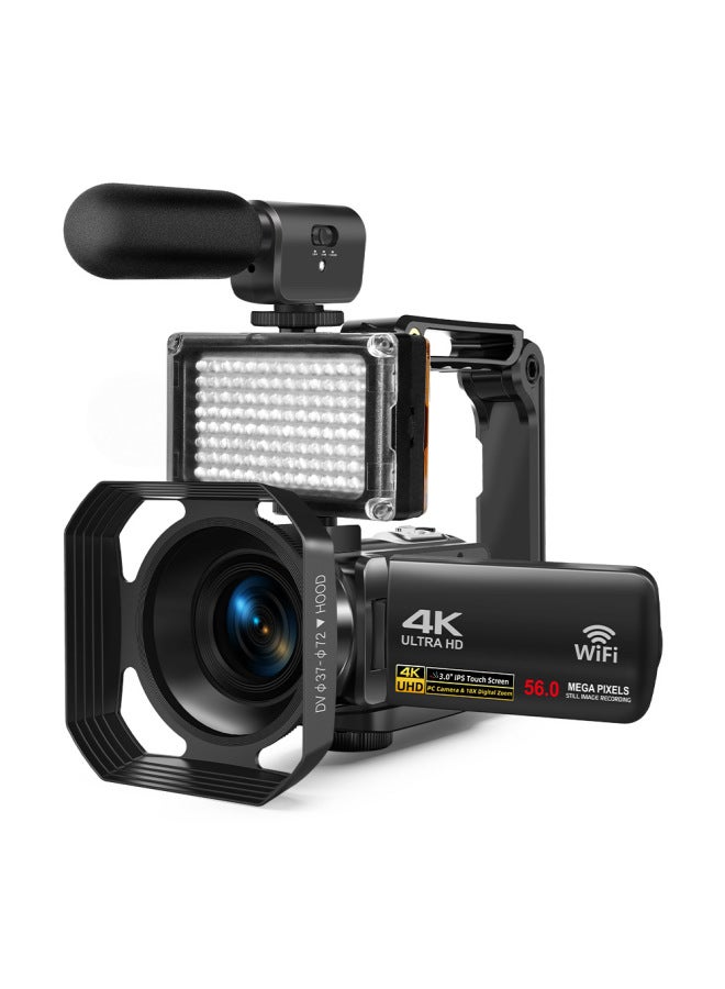 Generic 4K Digital Camera With Windproof Microphone Fill Light To Record 4K30 Frame Video Monopoly Direct Sales-Body Color:This Machine Includes Accessories  - Image 1