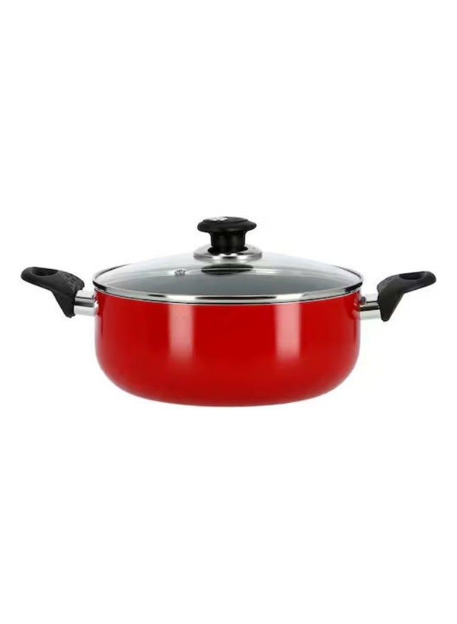 Bisbell Eco Cooking Pot 22cm with Tempered Glass Lid Non-Stick Deep Casserole Pot Heat Resistant Handles Red - Image 2