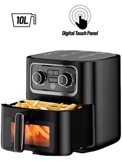 SILVER CREST 10L  Air Fryer Oven with LED Digital Touch Screen Visual Window, 360 Degree Full Baking, Non-Stick Cooking Surface Dishwasher Safe Basket, Black  - Image 1